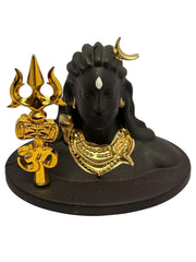 RUDRADIVINE Adiyogi Lord Shiva Car Dashboard Idol Black with Golden Accents | Premium HQ Plastic PLA Statue for Car Interior Home Office Decor | Spiritual Gift Item Small