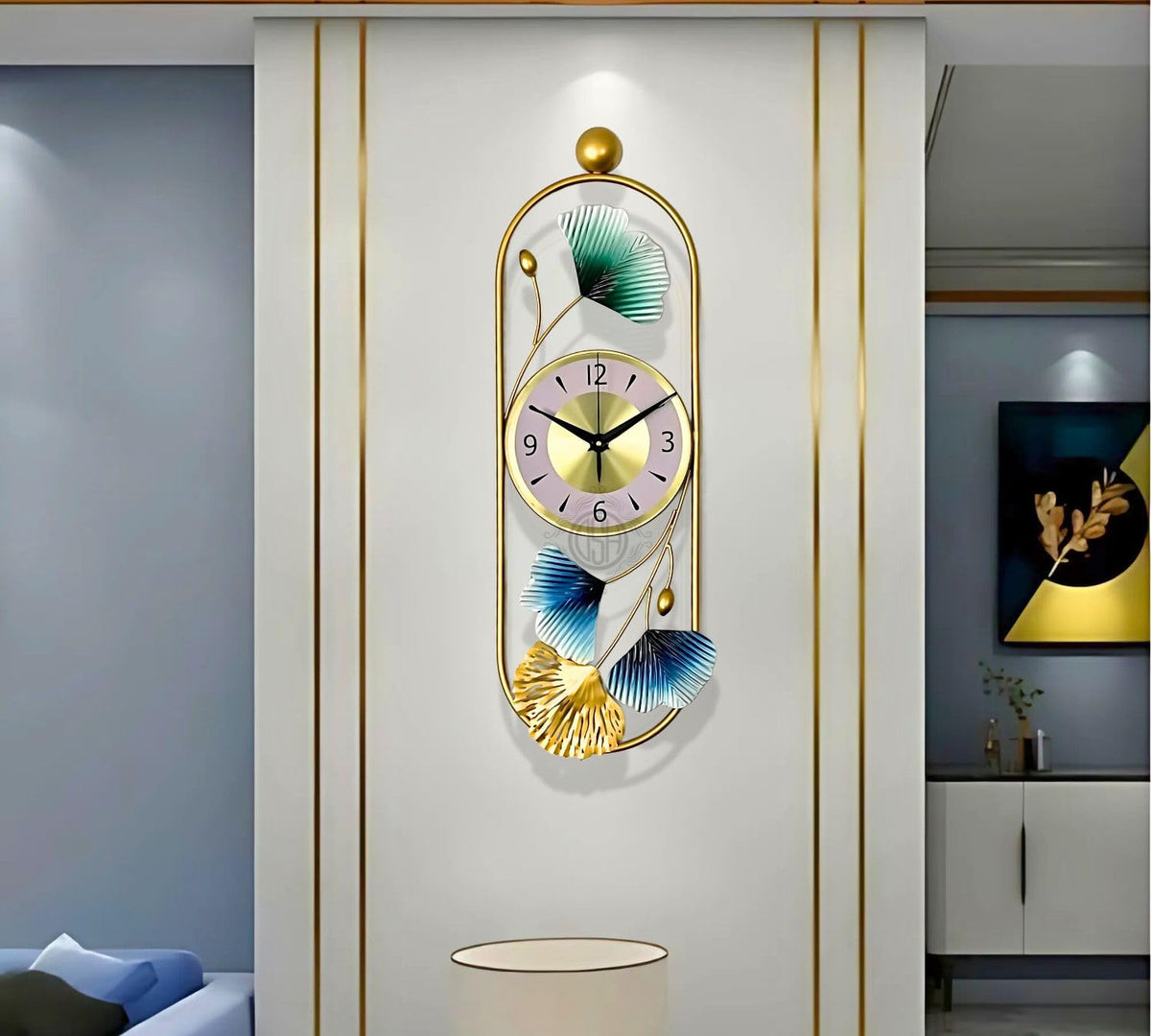 DSH Metal Hanging Handmade Wall Clock Multicolor Ticking Sound (26 X 10 Inch) for Bedroom Drawing Room Hall Dining Room Metal Wall Hanging (Clock Oval)