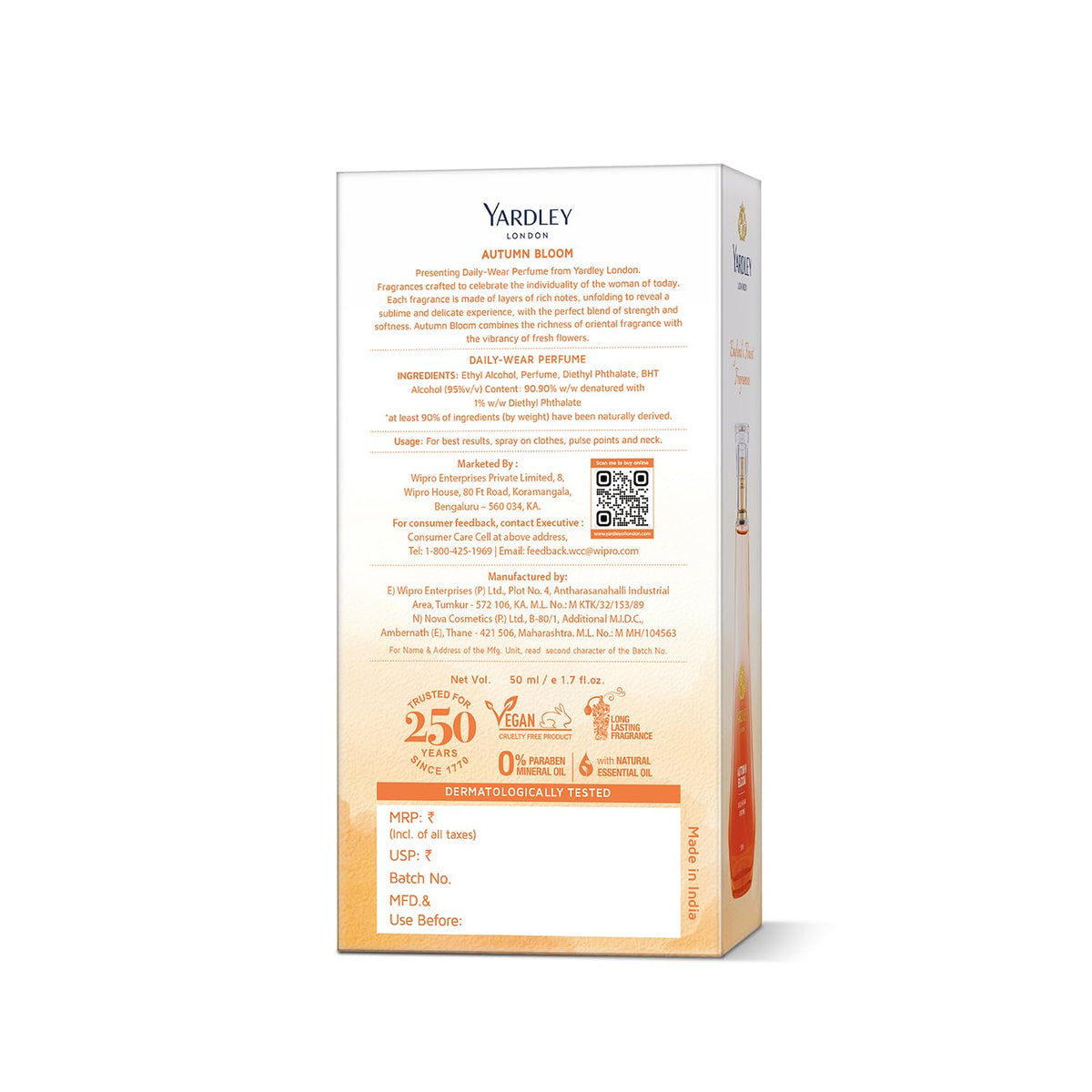 Yardley London Autumn Bloom Perfume| Floral Fruity Scent| 90% Naturally Derived| Plumeria & Orange Peony Perfume For Women| 50Ml - Spray