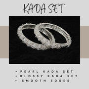 NMII Gold Plated Pearls Kada Bangles Set For Women & Girls | Traditional Designer Bangles | Wedding, Party, Function, Festival, Occasion Fashion Jewellery | Women's Bangles- Set of 2