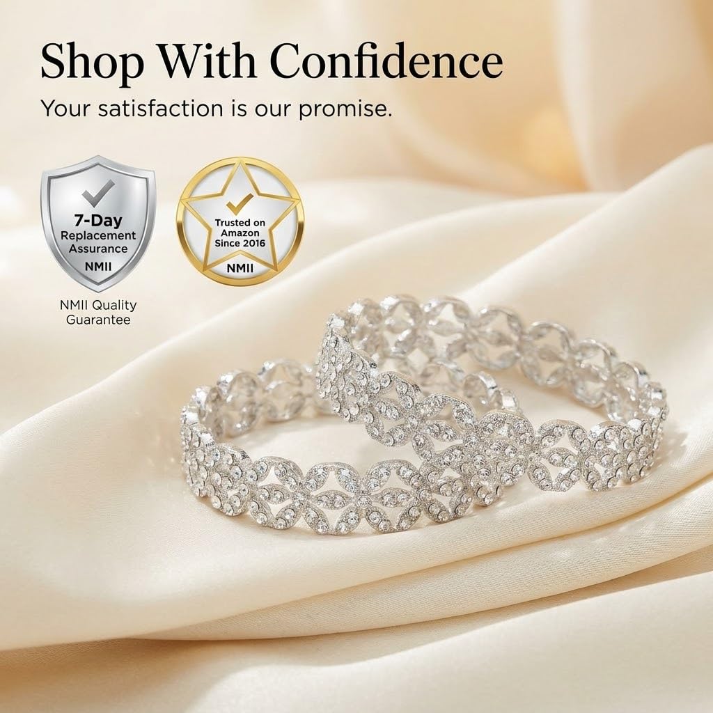 NMII Alloy Metal Gold Plated Bangles Set For Girls and Women Studded American Diamond Stone | Kangan Set | Metal ke Kade | Women Bangles | Girls Designer Bracelet Bangles | Fashionable Jewelry