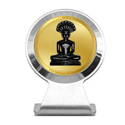 Diviniti Parshvanatha Gold Plated Metallic Car Frame, Table Decor| MCF 1CR Classic Parshvanatha and 24K Gold Plated Foil| Religious Frame for Pooja, Gifts Items (5.5 CM x 5.0 CM)