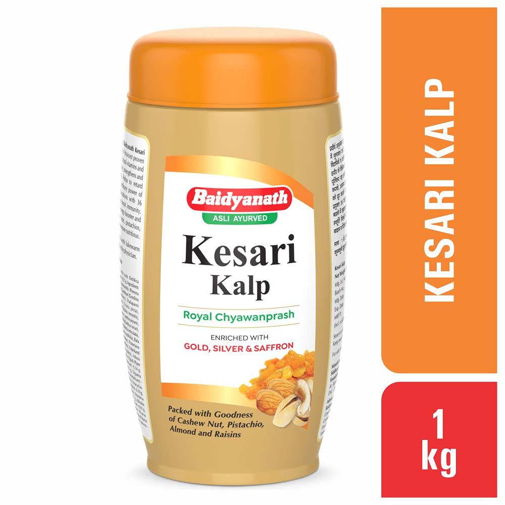 Baidyanath Asli Ayurved Kesari Kalp Royal Chyawanprash 1 Kg - Enriched With Gold, Silver And Saffron, Pack of 1