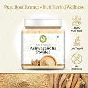 NatureVit Ashwagandha Root Powder | No Added Preservative | Helps Fight Anxiety and Stress | Ashwagandha Podi/Amukkara Kizhangu/Asvagandha Churna (250g [Jar Pack])
