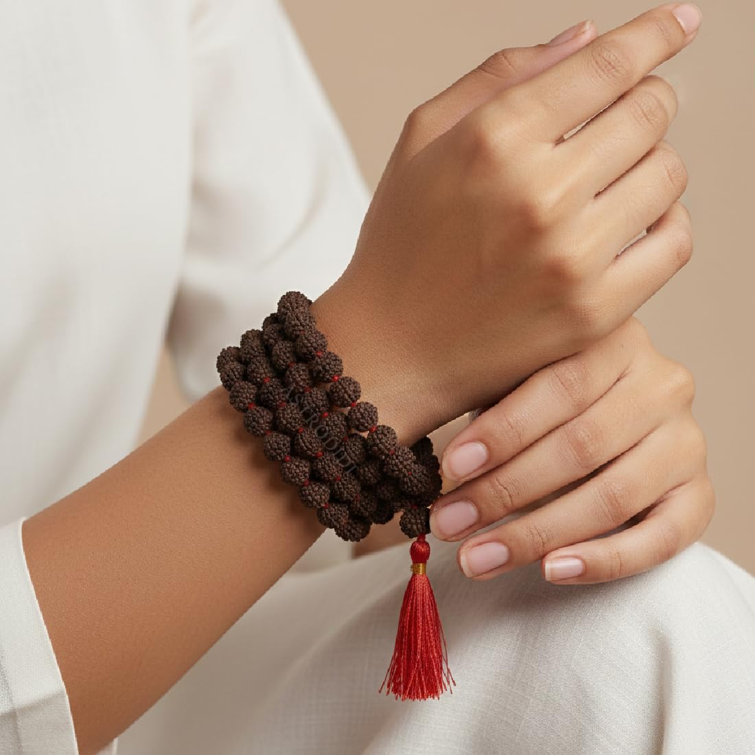 ASTRODIDI Black 5 Mukhi Rudraksha Mala for Wearing and Mantra Japa | Natural Five Face Panchmukhi Rudraksh Beads Mala for Men and Women (Beads Size 7-8 MM)