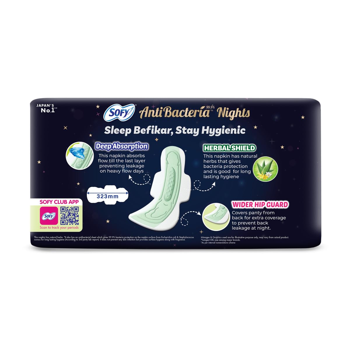 Sofy Women Anti Bacteria Longest XXL Sanitary Pads |Night Protection|Wider Hip Guard| Deep Absorption | Herbal Shield | Hygiene & Herbs | XX-Large, Pack Of 30