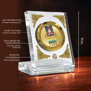 DIVINITI 24K Gold Plated Lord Adinath With Namokar Acrylic Frame for Car Dashboard, Home Temple & Office Table | Premium Spiritual Gift, Blessings for Protection & Positivity, 8x7 cm