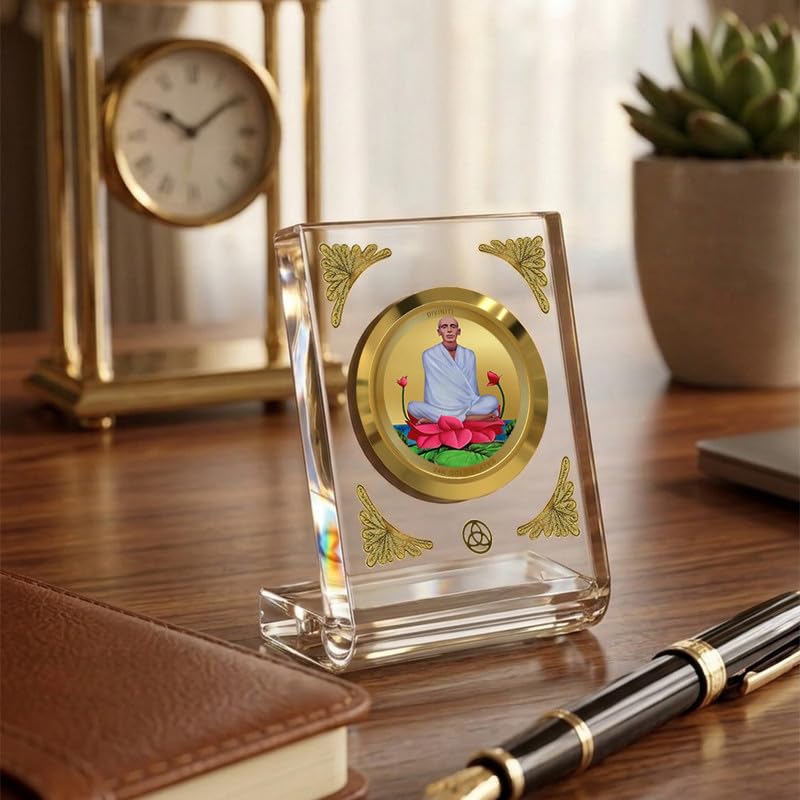 DIVINITI 24K Gold Plated Religious Car Dashboard Frame | Premium God Idol Frame for Car, Home Mandir & Office Table | Spiritual Gift, Decorative Showpiece | Ram Thakur
