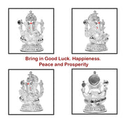 DIVINITI 999 Silver Plated Ganesha Idol for Home Decor Sculpture of Ganpati Figurine| Idol for Home, Office, Temple and Table Decoration| Religious Idol for Pooja, Gift (5.7x7 CM)