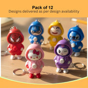 Toy Imagine Face Changing Cartoon Keychains for Kids, Pack of 12