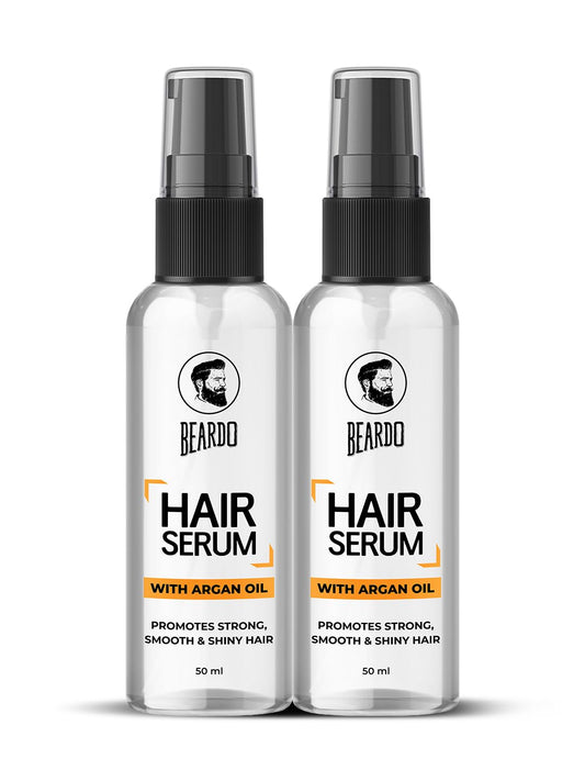 Beardo Hair Serum (50 ml x 2) | Serum for men | Serum for hair smoothing | Argan Oil & Almond Oil | Adds Shine | Daily use| For All Hair Types | Frizz free hair
