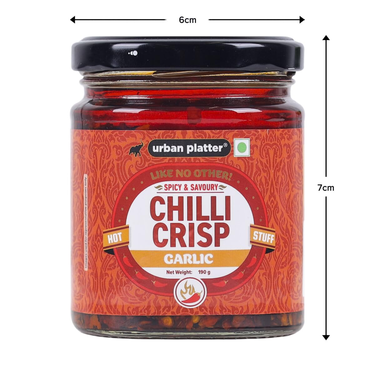 Urban Platter Chilli Garlic Crisp, 190g (Crunchy Chilli and Garlic in Sunflower Oil | Versatile Condiment | Spicy | Savoury)