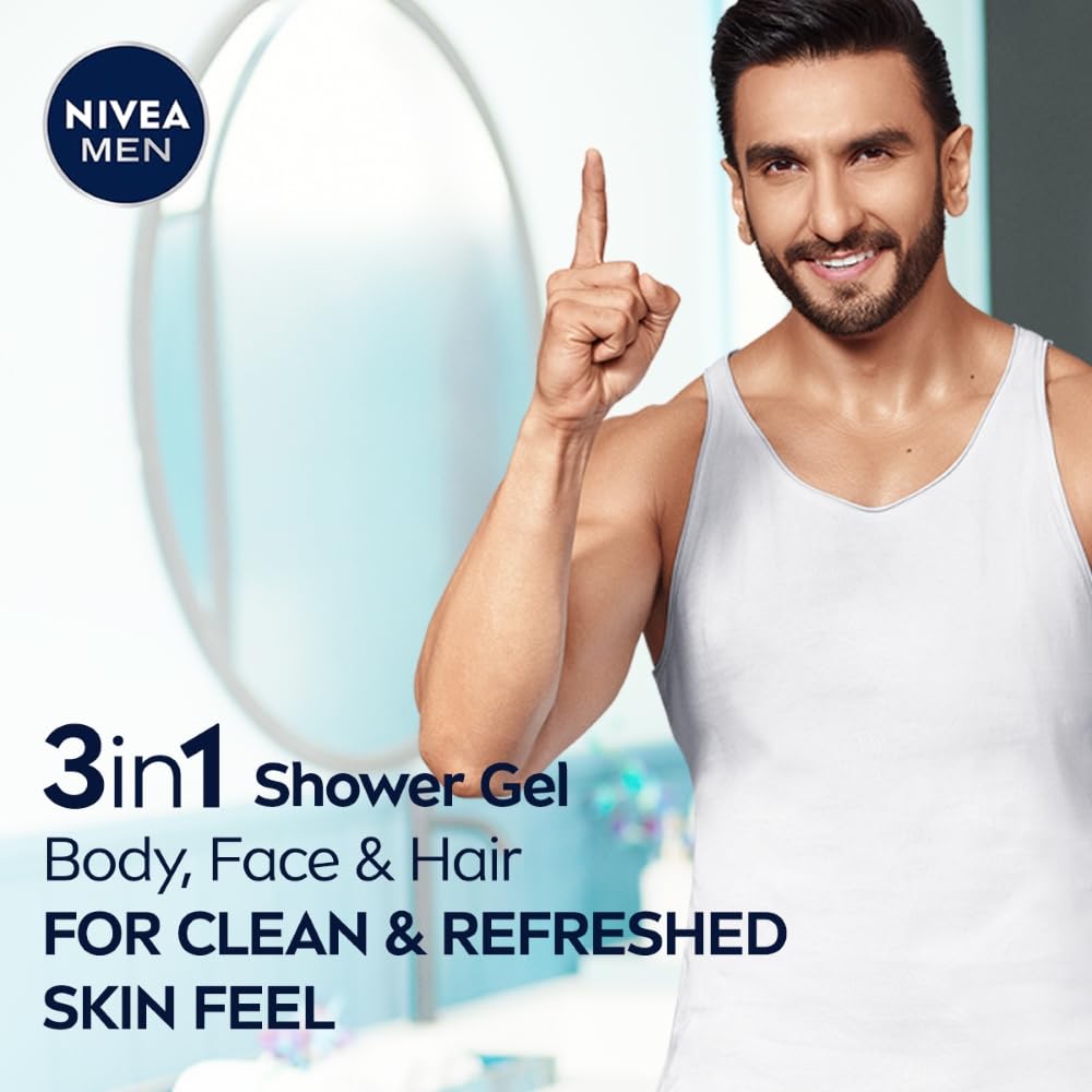 NIVEA MEN Pure Impact 500ml Body Wash| Shower Gel for Face, Body & Hair| Purifying Micro Particles for Extra Fine Scrub & Instant Summer Freshness|Clean, Healthy & Moisturized Skin