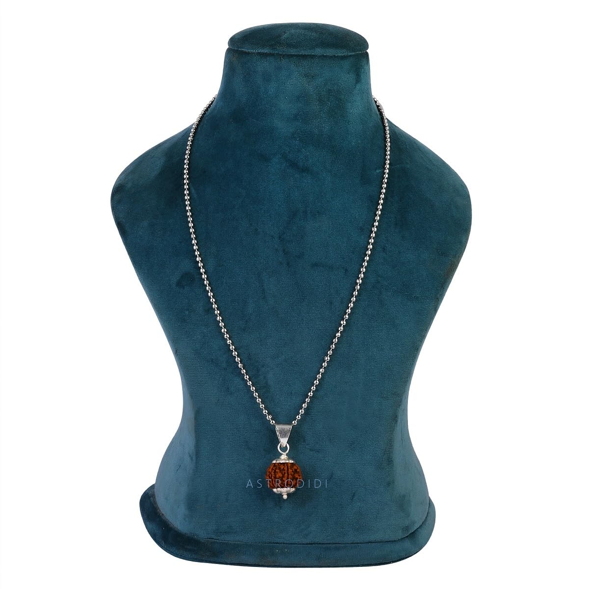 ASTRODIDI Nepali 4 Mukhi Rudraksha Pendant with Lab Report | Certified Natural Four Face Rudraksh with White Metal Capping and Chain for Men and Women (Colo: Brown)