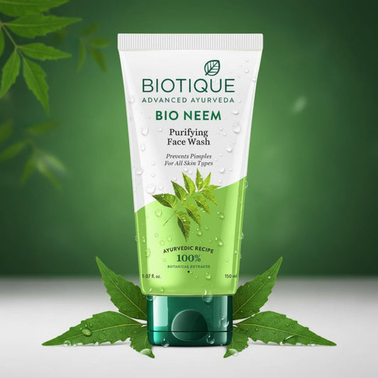 Biotique Fresh Neem Pimple Control Face Wash| Ayurvedic and Organically Pure| Prevents Pimples |100% Botanical Extracts| Suitable for All Skin Types | 50mL