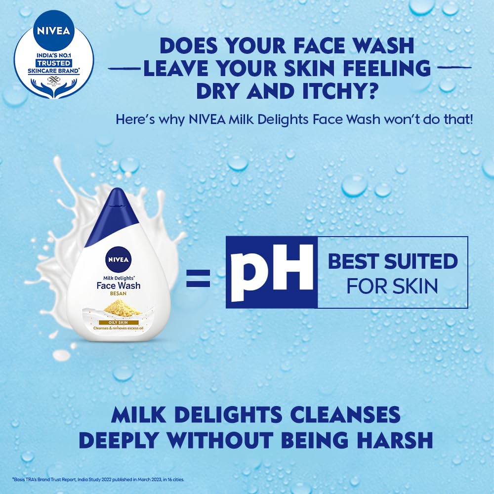 NIVEA Milk Delights Face Wash Fine Gramflour For Oily Skin 100ml, 100 ml