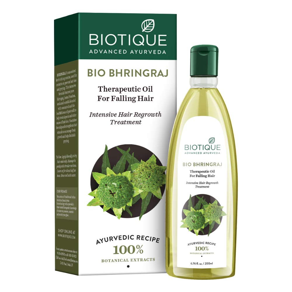 Biotique Bio Neem Margosa Anti Dandruff Shampoo and Conditioner, 650ml & Biotique Bio Bhringraj Therapeutic Hair Oil for Falling Hair Intensive Hair Regrowth Treatment, 200ml