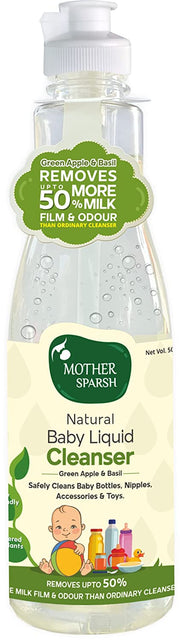 Mother Sparsh Plant Powered Natural Baby Liquid Cleanser with Basil & Green Apple Extract- 500ml & Mother Sparsh Natural Baby Liquid Cleanser 175ml