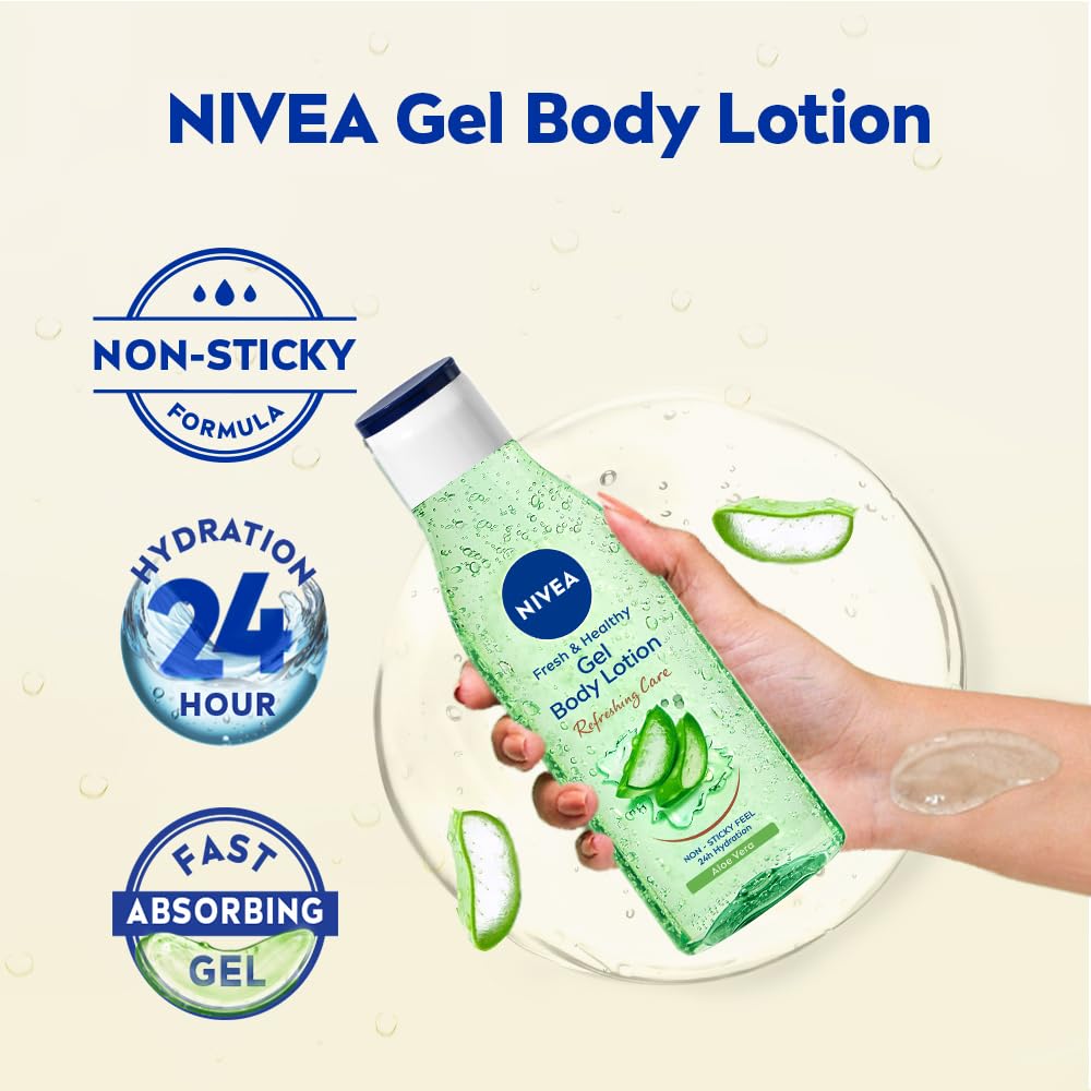 NIVEA Gel Body Lotion 75 ml | Aloe Vera | Refreshing Care For 24H Hydration | Non-Sticky | Fast Absorbing for Fresh And Healthy Skin