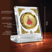 DIVINITI 24K Gold Plated Lord Khatu Shyam Acrylic Frame for Car Dashboard, Home Temple & Office Table | Premium Spiritual Gift, Blessings for Protection & Positivity, 8x7 cm Decorative Showpiece