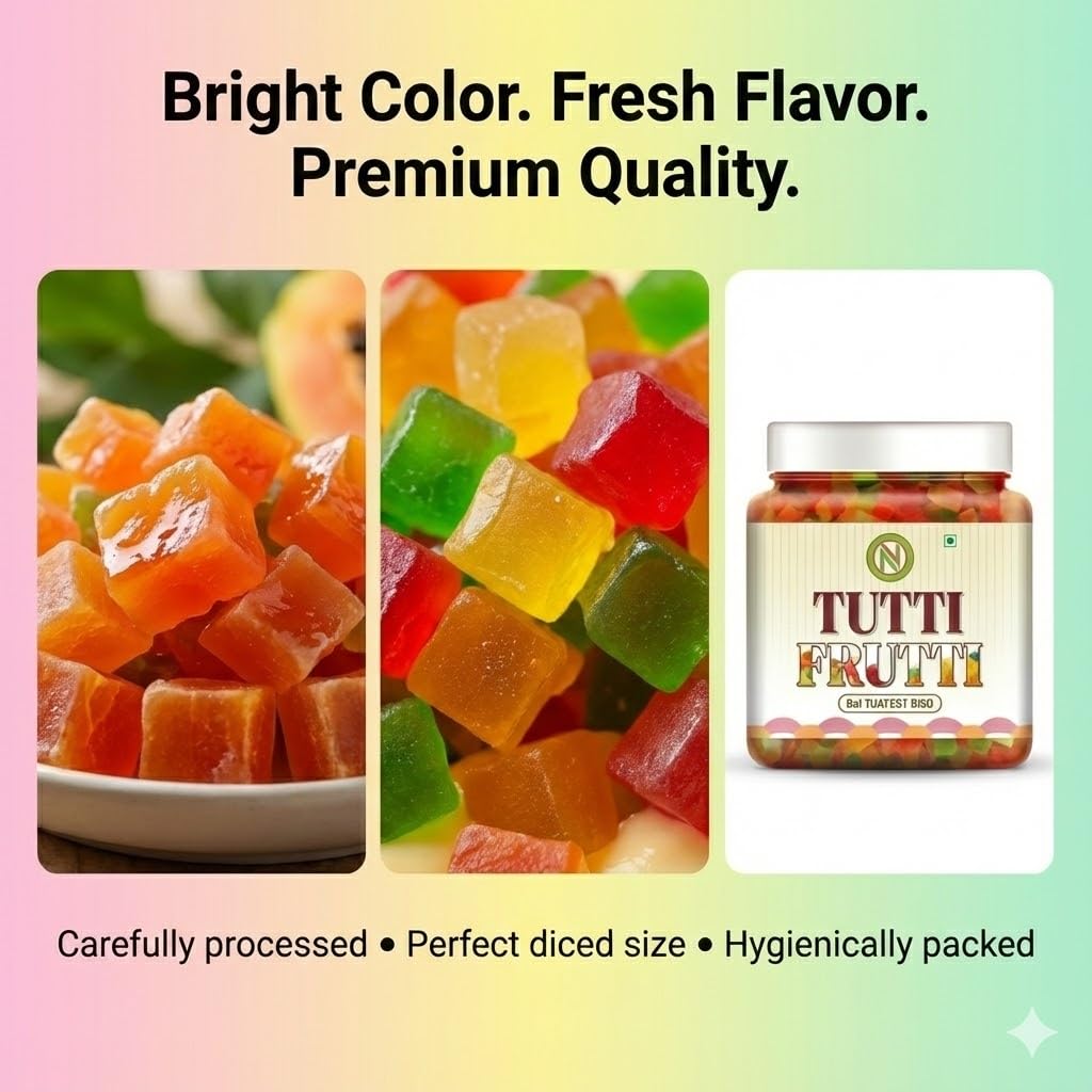 NatureVit Tutti Frutti, 300g | Sweet Fruit Cubes | Perfect for Cakes, Cookies, Ice-Creams, Bread & Indian Desserts