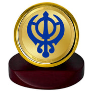 DIVINITI 24K Gold Plated Religious Car Dashboard Frame | Premium God Idol Frame for Car, Home Mandir & Office Table | Spiritual Gift, Decorative Showpiece | Khanda Sahib
