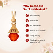 The Old Natural Snif Diamond Hanging Car Perfume | Car Air Freshener with Refill Pack (Lavish Musk 10ml + 15ml Refill Pack)