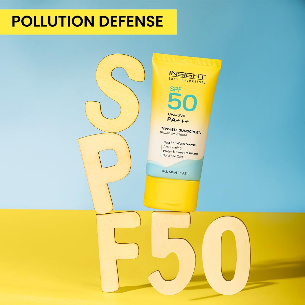 INSIGHT Invisible Gel Sunscreen SPF 50 | PA+++ Broad Spectrum | No White Cast, Oil-Free, Non-Comedogenic, Water & Humidity Resistant | Lightweight & Hydrating Sun Protection for All Skin Types