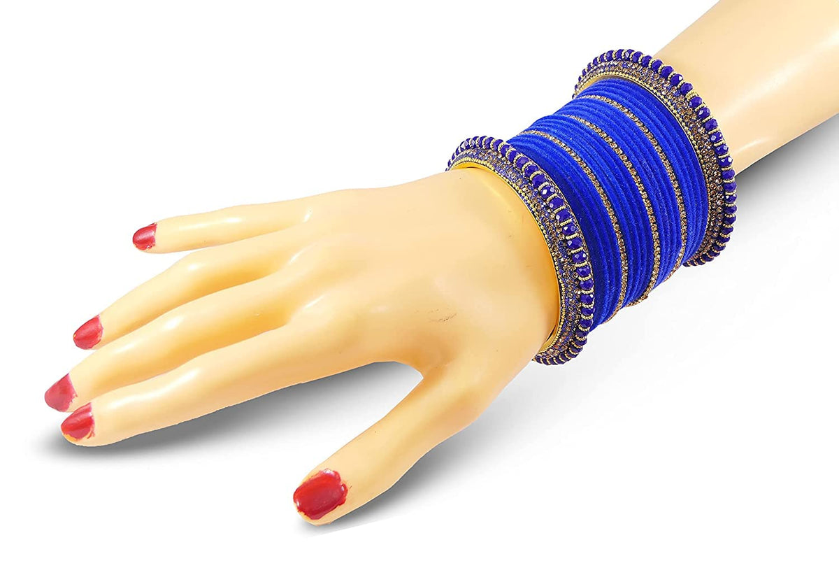 NMII Traditional Plain Metal Bangles with Golden Zircon Stone For Women & Girls | Chuda Set For Bridal Women Wedding, Party, Occasion | Golden Chuda | Metal Bangles For Women- Set of 30