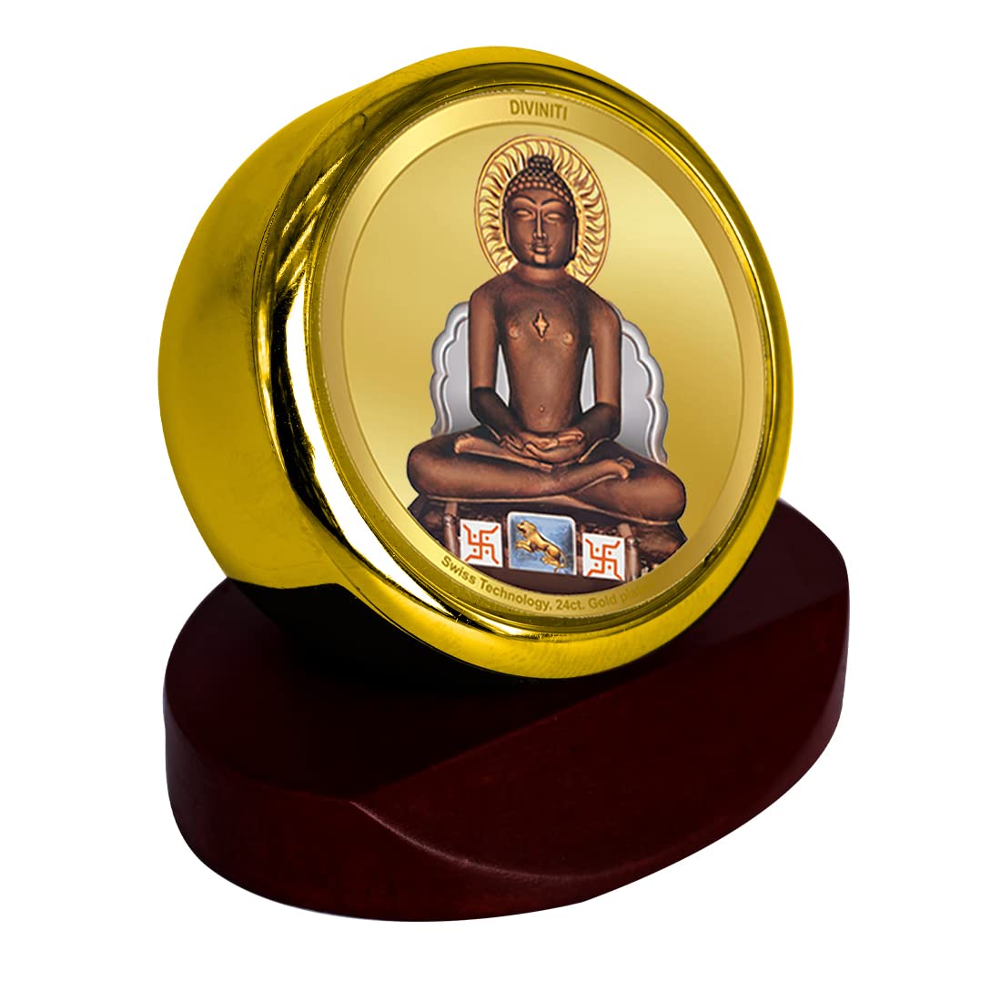 DIVINITI 24K Gold Plated Religious Car Dashboard Frame | Premium God Idol Frame for Car, Home Mandir & Office Table | Spiritual Gift, Decorative Showpiece | Mahavir