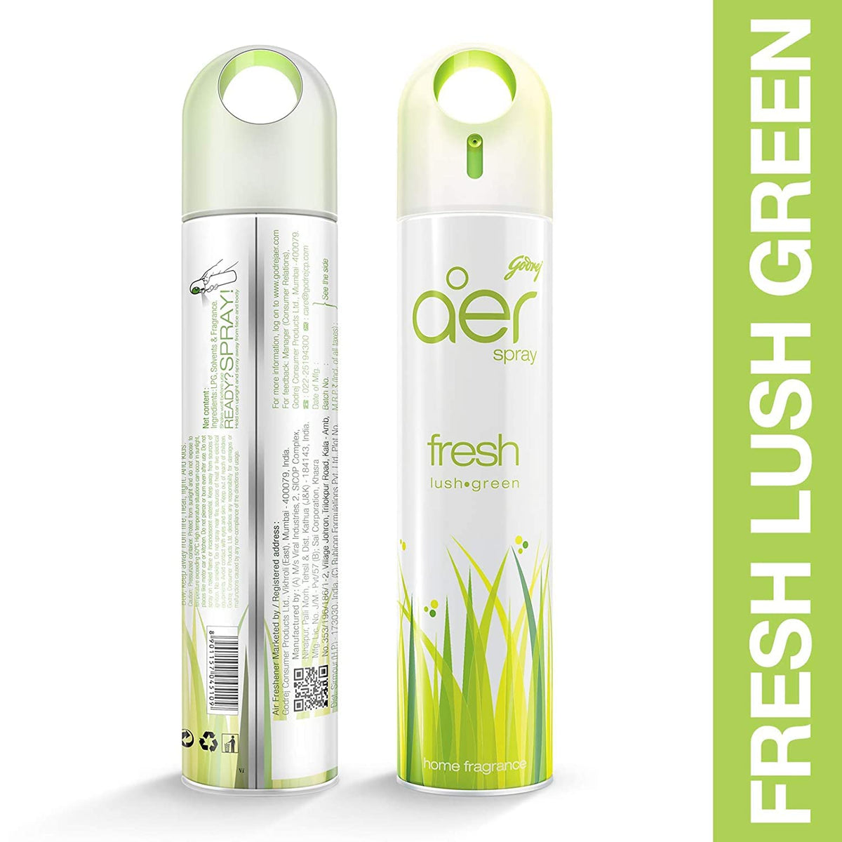 Godrej aer spray, Air Freshener for Home & Office - Cool Surf Blue & Fresh Lush Green | Long-Lasting Fragrance | Pack of 2 (240 ml each)