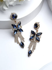 Priyaasi Contemporary Blue American Diamond Drop Earrings