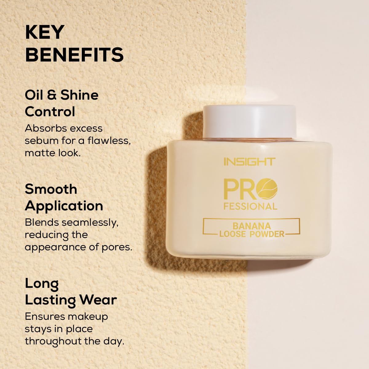 INSIGHT Professional Banana Powder (35g) | Oil Control Matte Finish | Long lasting Wear | Flashback free | Non Cakey Formula | Full Coverage for All Skin Types