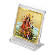 DIVINITI 24K Gold Plated Religious Car Dashboard Frame | Premium God Idol Frame for Car, Home Mandir & Office Table | Spiritual Gift, Decorative Showpiece | Durga-2