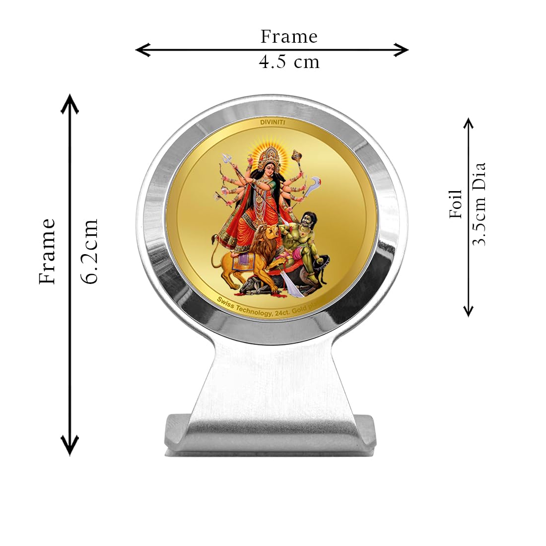 DIVINITI 24K Gold Plated Religious Car Dashboard Frame | Premium God Idol Frame for Car, Home Mandir & Office Table | Spiritual Gift, Decorative Showpiece | Durga-2