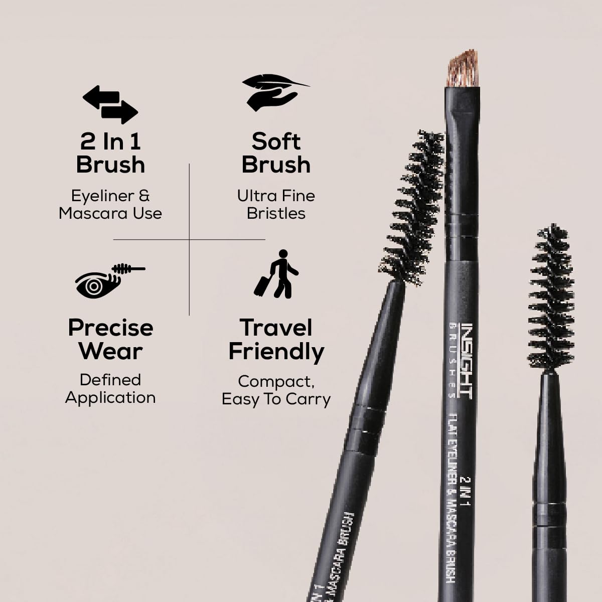 INSIGHT Flat Eyeliner & Mascara Brush IE 045 | Flat tip liner brush, precise eye applicator - 1N