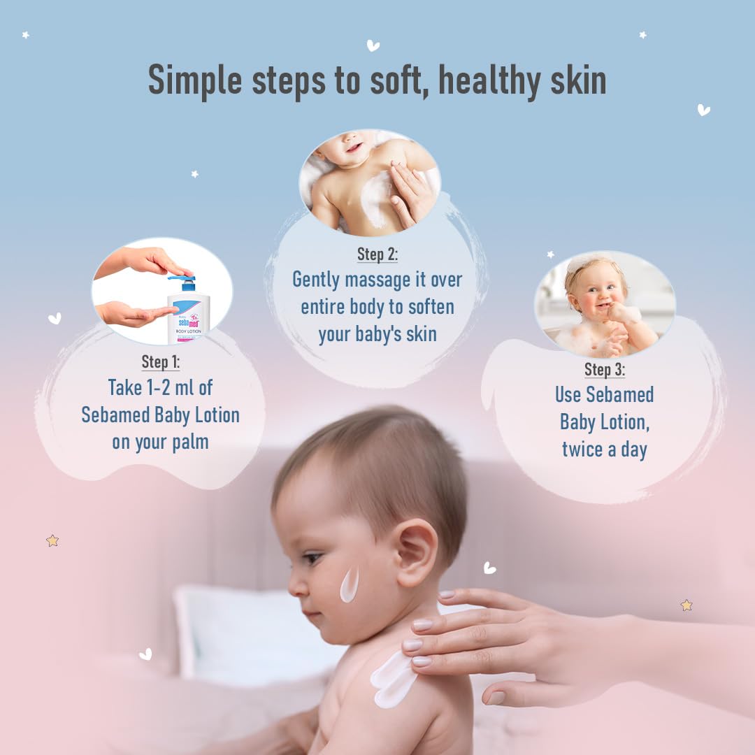 Sebamed Baby Body Lotion|pH 5.5|Vegan|200 ml (Pack of 3)