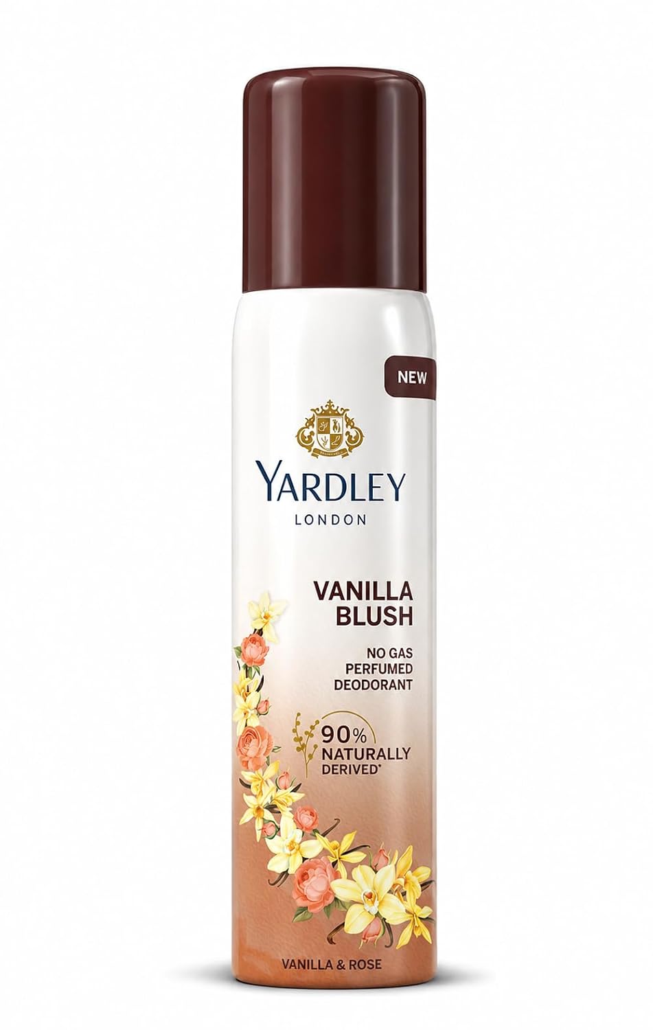 Yardley London Vanilla Blush No Gas Perfumed Deodorant | No Gas Deo for Women | 90% Naturally Derived | 800 Sprays | 150ml