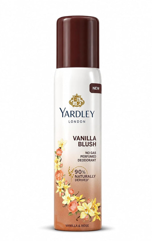 Yardley London Vanilla Blush No Gas Perfumed Deodorant | No Gas Deo for Women | 90% Naturally Derived | 800 Sprays | 150ml