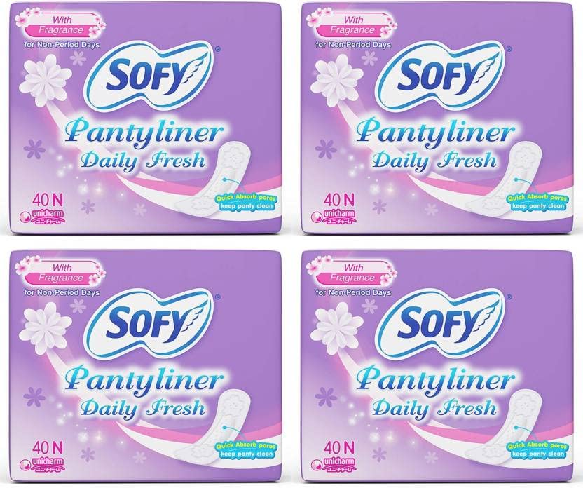 SOFY DAILY FRESH PANTY LINER, 40 Pcs PACK, COMBO OF 4 PACKS Pantyliner (Pack of 160)
