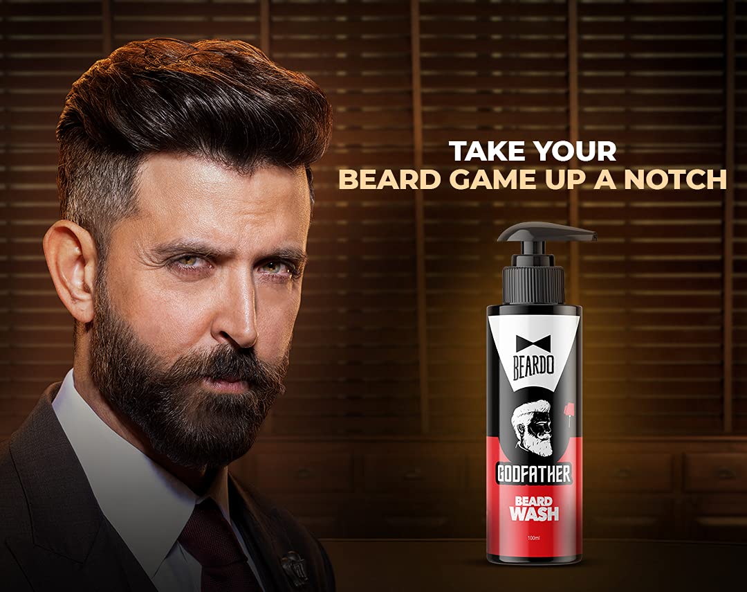 Beardo Natural Black Beard Color for Men 60ml With Godfather Beard Wash 100ml (Pack of 2) | Purifying & Hydrating Beard and Skin Cleaner with Avocado Oil, Argan Oil | Easy to apply, No Stain Beard Hair Colour for men | Skin Friendly Hair dye