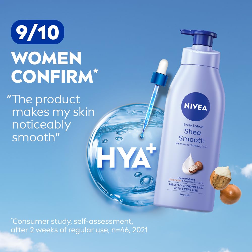NIVEA Shea Smooth 400ml Body Lotion | 72 H Moisturization | With Deep Moisture Serum & Shea Butter | Non Greasy & Healthy Looking Skin