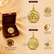 DIVINITI 24K Gold Plated Double-Sided Religious Pendant with Premium Gift Box, Spiritual Locket for Men & Women, Devotional Jewellery for Gifting & Everyday Wear | Holy Family & Holy Cross - GNG Pendant