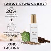 Bella Vita Luxury White Oud | Long Lasting Unisex EDP 20ml | with Orange, Patchouli, Musk | Oud & Fruity Premium Fragrance Perfume for Unisex | Great for Everyday Use