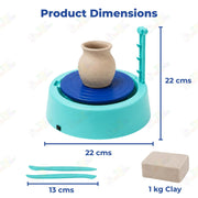 Toy Imagine Kids Pottery Wheel Kit – DIY Battery Operated Pottery Making & Painting Set with Modeling Clay, Sculpting Tools, Arts & Crafts Pot Maker for Boys & Girls Age 5+, Indoor Outdoor Activity, Diwali Gift