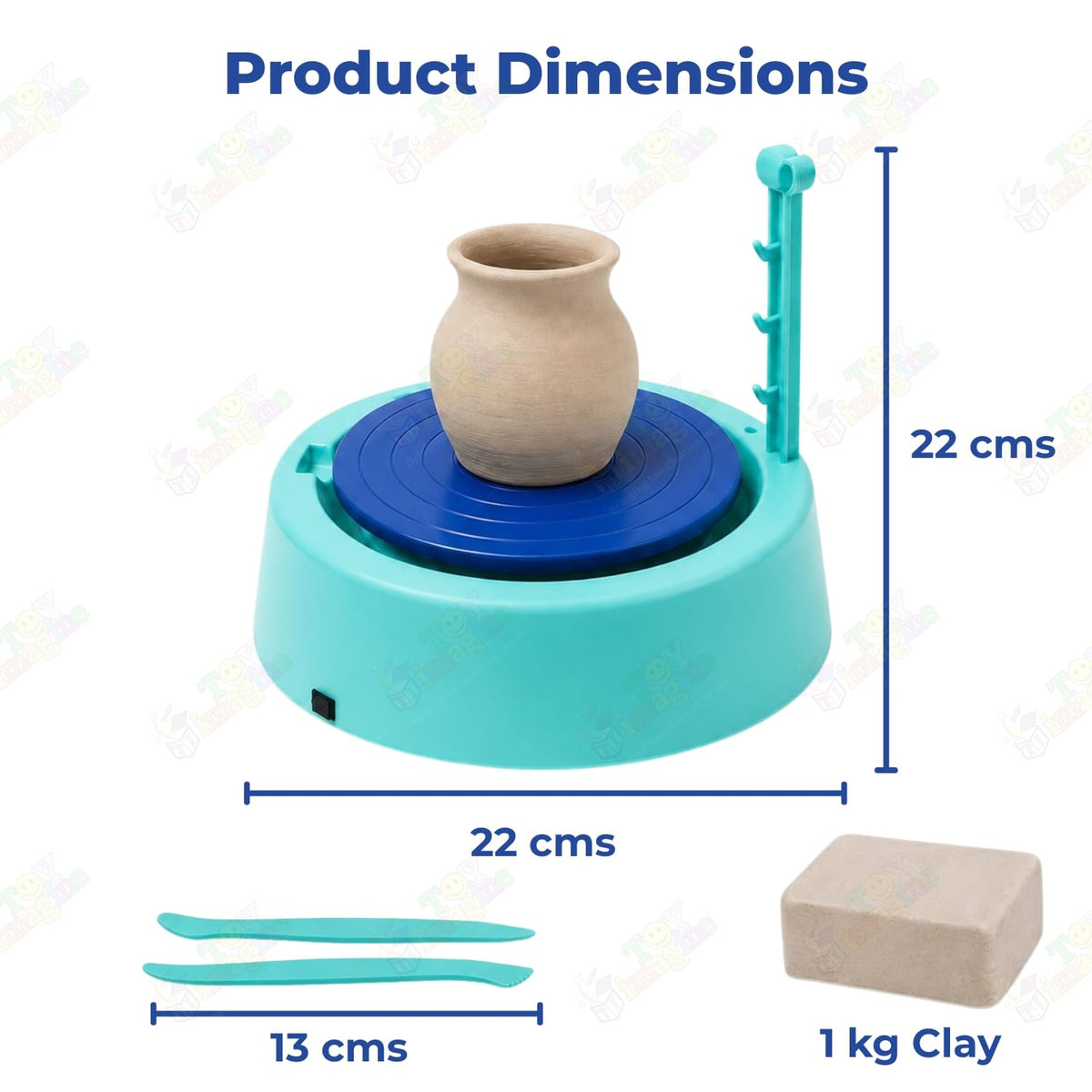 Toy Imagine Kids Pottery Wheel Kit – DIY Battery Operated Pottery Making & Painting Set with Modeling Clay, Sculpting Tools, Arts & Crafts Pot Maker for Boys & Girls Age 5+, Indoor Outdoor Activity, Diwali Gift