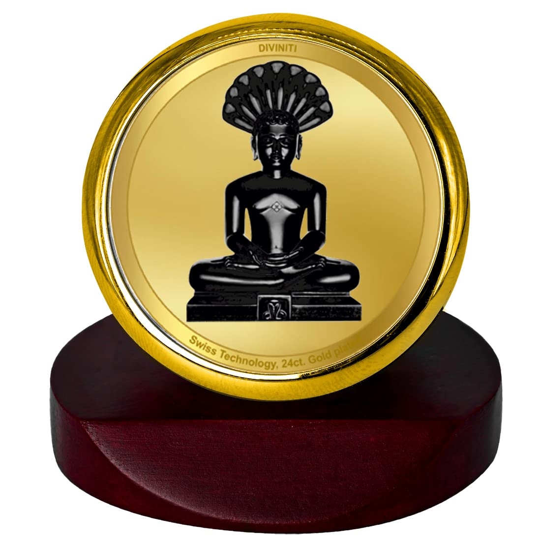 DIVINITI 24K Gold Plated Religious Car Dashboard Frame | Premium God Idol Frame for Car, Home Mandir & Office Table | Spiritual Gift, Decorative Showpiece | Parshvanath