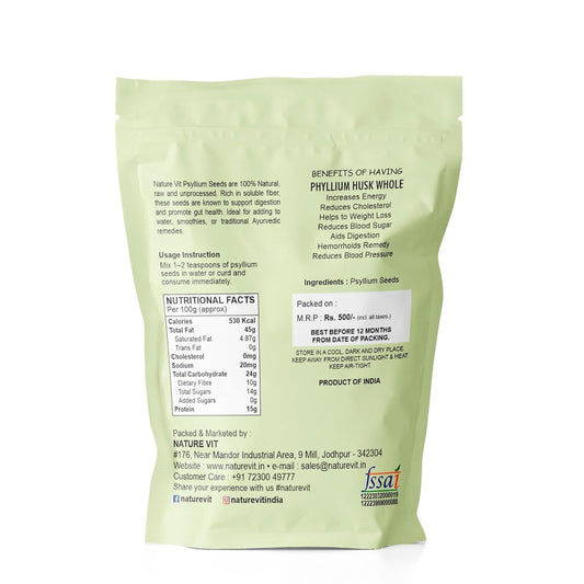 NatureVit Psyllium Seeds, 1 kg | Isabgol Ke Beej | Whole Natural Seeds for Digestion & Gut Health | Rich in Fiber | Ideal for Ayurvedic Use, Keto & Weight Management