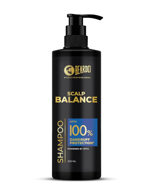 Beardo Studio Professional Scalp Balance Shampoo for Men | Salon-Grade Scalp Care at Home | Deep Cleansing Shampoo with Climbazole & Menthol | Helps Control Dandruff, Excess Oil & Itchy Scalp | 200ml