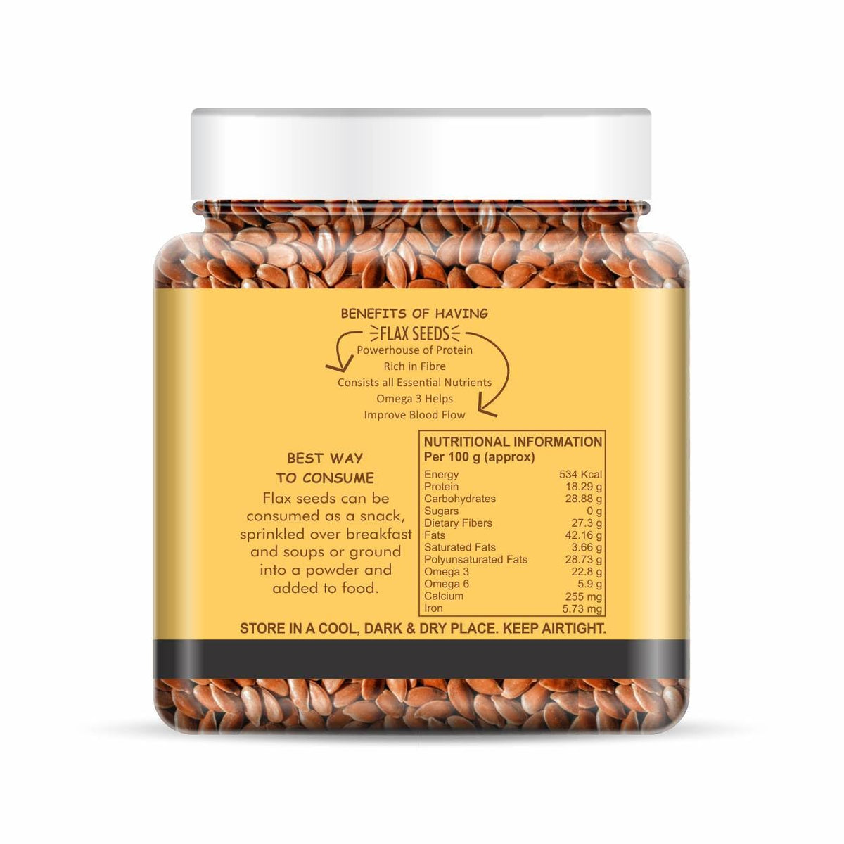 NatureVit Raw Flax Seeds 250g | Alsi Seeds | Fibre Rich | Flax Seeds for Hair Growth | Seeds for Eating